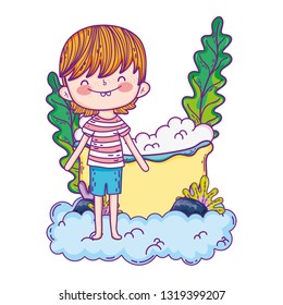 cute little boy in the clouds character