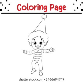 cute little boy coloring book page for adults and kids