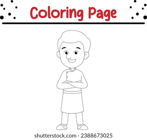 cute little boy coloring page for children