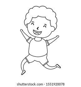 cute little boy comic character vector illustration design