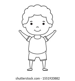 cute little boy comic character vector illustration design