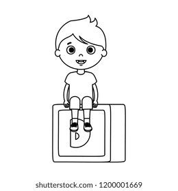 cute little boy with cube block