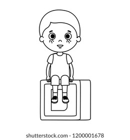 cute little boy with cube block