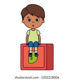 cute little boy with cube block