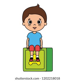 cute little boy with cube block