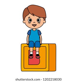 cute little boy with cube block