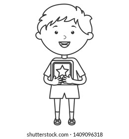 cute little boy with cube block