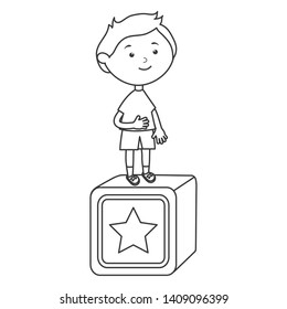 cute little boy with cube block