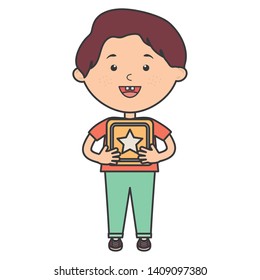 cute little boy with cube block