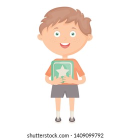 cute little boy with cube block