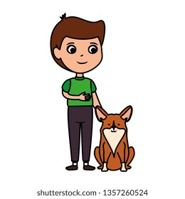 cute little boy with dog character