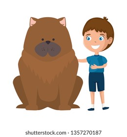 cute little boy with dog character