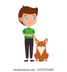 cute little boy with dog character