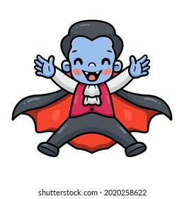 Cute little boy dracula cartoon posing