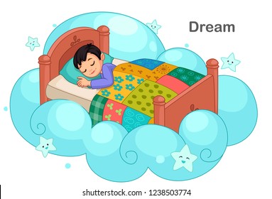 Cute little boy dreaming vector illustration