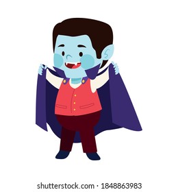cute little boy dressed as a dracula character vector illustration design