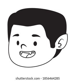 cute little boy dressed as a dracula head line style vector illustration design