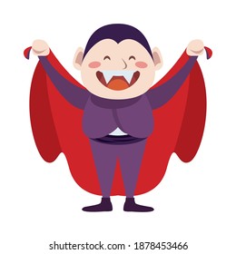 cute little boy dressed as a dracula character vector illustration design