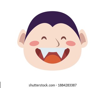 cute little boy dressed as a dracula head character vector illustration design