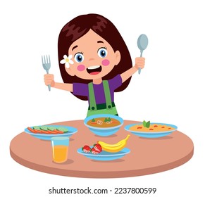 cute little boy eating at the dinner table