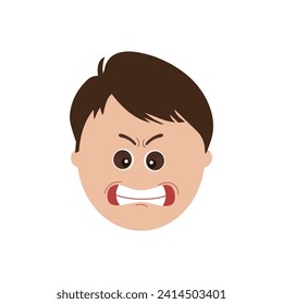 Cute little boy facial expressions. Vector of kid faces illustration with different emotions such as happy, smiling, laughing, winking, angry, confused, worried.