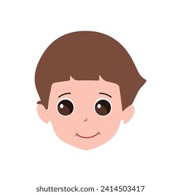 Cute little boy facial expressions. Vector of kid faces illustration with different emotions such as happy, smiling, laughing, winking, angry, confused, worried.