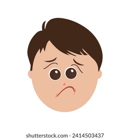 Cute little boy facial expressions. Vector of kid faces illustration with different emotions such as happy, smiling, laughing, winking, angry, confused, worried.