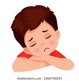 cute little boy feel sad