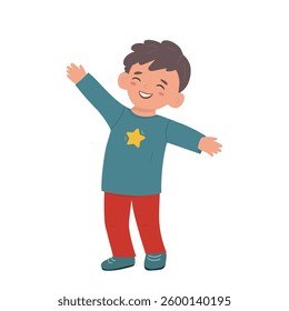 cute little boy feeling happy