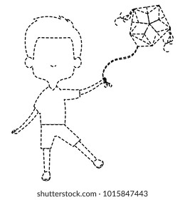 cute and little boy flying a kite