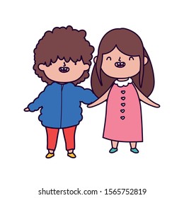 cute little boy and girl hugging on white background vector illustration