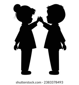 cute little boy and girl silhouette