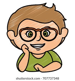 cute little boy with glasses character