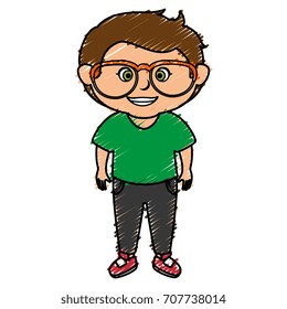 cute little boy with glasses character