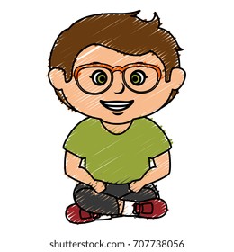 cute little boy with glasses character