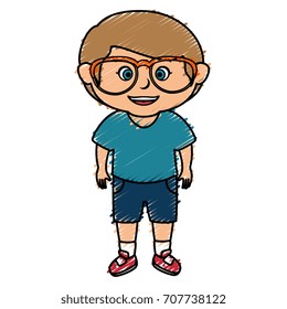 cute little boy with glasses character