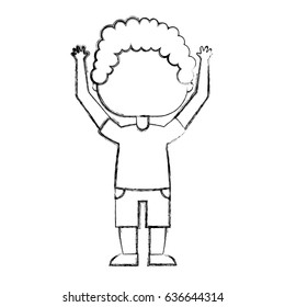 cute little boy with hands up character