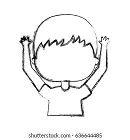 cute little boy with hands up character