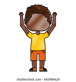 cute little boy with hands up character