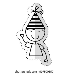 cute little boy with hat party character