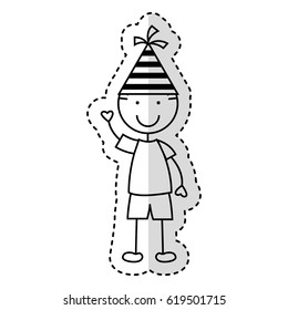 cute little boy with hat party character