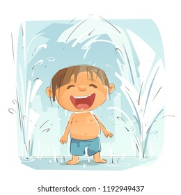 Cute Little Boy Having Fun on a Hot Summer Day
