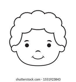 cute little boy head comic character vector illustration design