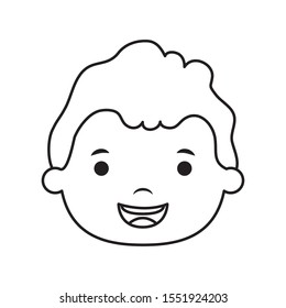 cute little boy head comic character vector illustration design