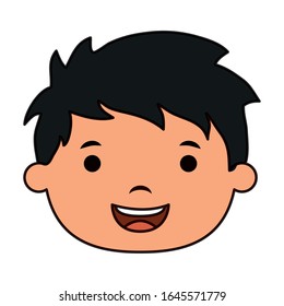 cute little boy head comic character vector illustration design