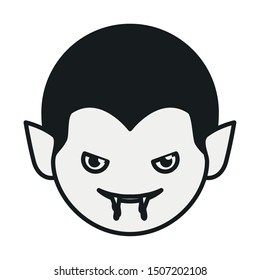 cute little boy head with dracula costume
