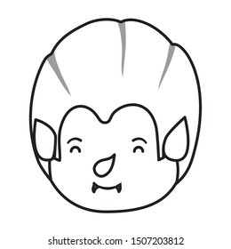 cute little boy head with dracula costume