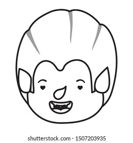cute little boy head with dracula costume