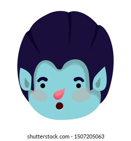 cute little boy head with dracula costume