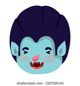 cute little boy head with dracula costume